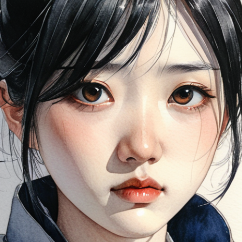 Home 19 **
Prompt: "Yuki from Eternal Return, stoic expression, detailed traditional art style, possibly watercolor or pencil sketch, showing dedication, subtle shadows, close-up portrait"
**