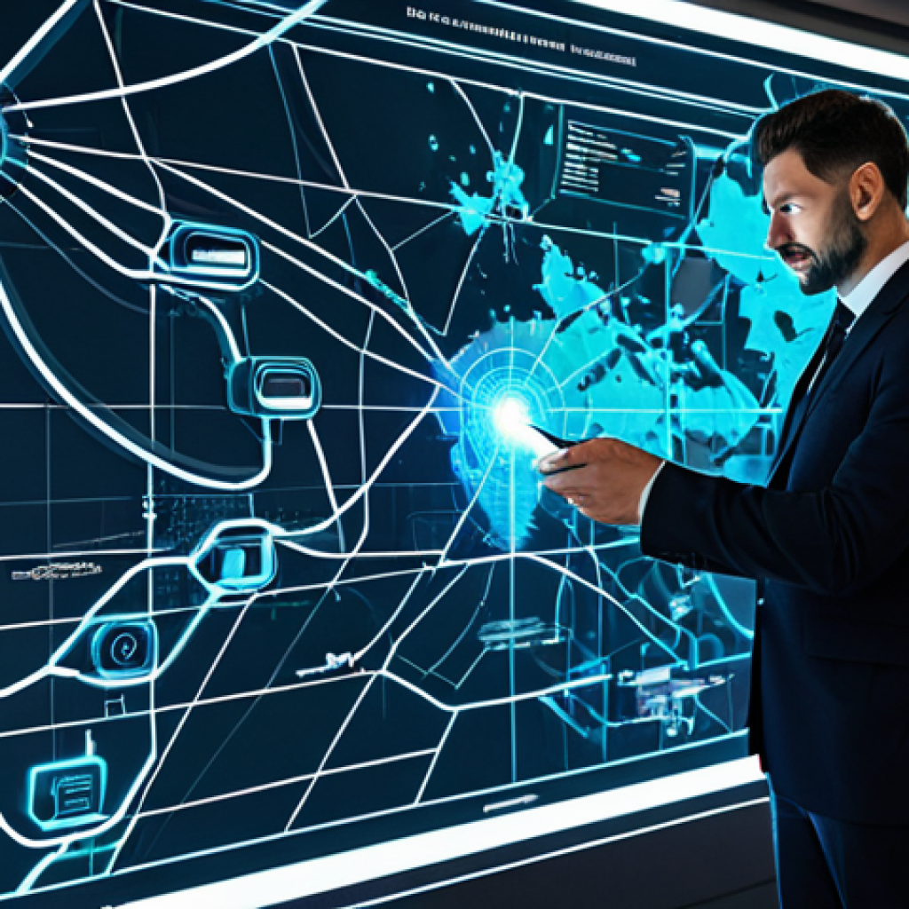 A focused professional strategist, fully clothed in a sleek, modern tactical suit, meticulously studying a large holographic map displaying a stylized island with interconnected zones and highlighted optimal pathing routes. The map shows abstract representations of wild animals and glowing objective markers. The setting is a clean, high-tech command center. perfect anatomy, correct proportions, natural pose, well-formed hands, proper finger count, natural body proportions, safe for work, appropriate content, modest clothing, family-friendly, professional photography, high quality.