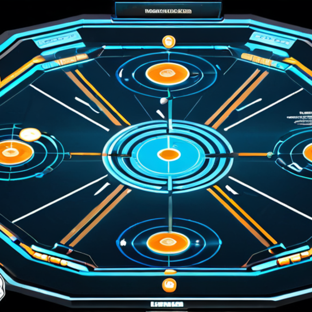 Strategic Overview**

"A holographic display showing a tactical map of a futuristic arena, highlighting player positions and resource locations, strategic planning, science fiction setting, safe for work, appropriate content, fully clothed figures represented as icons, perfect anatomy implied in the map design, natural proportions in the overall scene composition, professional, family-friendly"

**