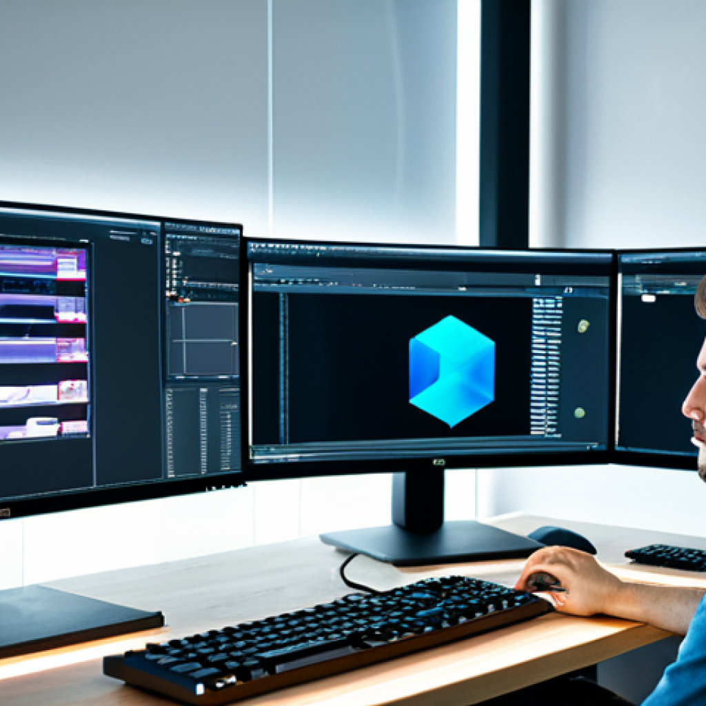 ** "A professional video editor working at a desk with multiple monitors displaying Eternal Return gameplay footage, fully clothed, appropriate attire, headphones on, concentrating, modern office environment, safe for work, perfect anatomy, natural proportions, professional studio lighting, high quality, family-friendly, focused on the creative process." **