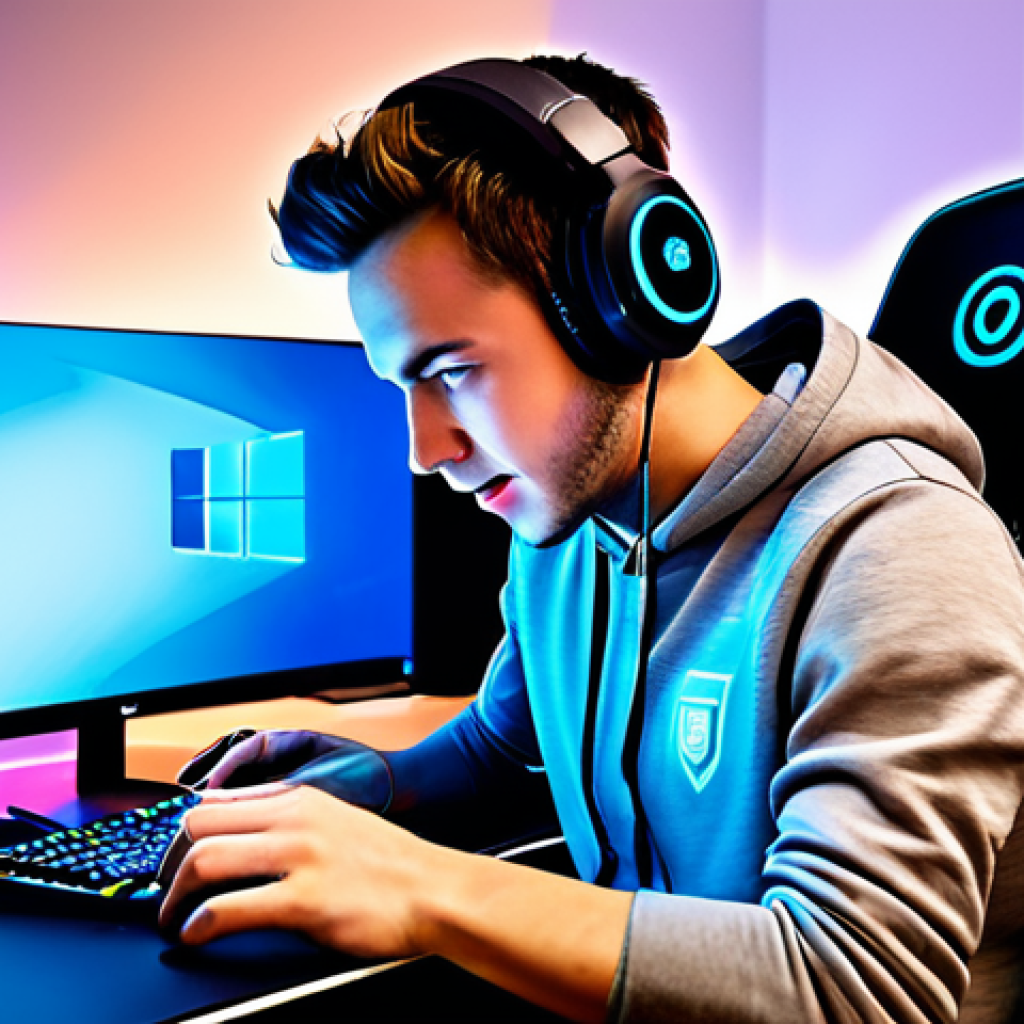 ** "A professional gamer, fully clothed in a branded Eternal Return hoodie and gaming headset, excitedly opening a digital loot box on their computer screen, surrounded by a clean, modern gaming setup, appropriate content, safe for work, perfect anatomy, well-formed hands, natural pose, family-friendly, vibrant colors, high quality, professional digital art, showcasing the thrill of acquiring a rare skin." **