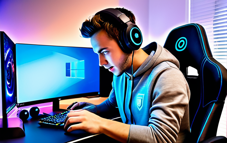 ** "A professional gamer, fully clothed in a branded Eternal Return hoodie and gaming headset, excitedly opening a digital loot box on their computer screen, surrounded by a clean, modern gaming setup, appropriate content, safe for work, perfect anatomy, well-formed hands, natural pose, family-friendly, vibrant colors, high quality, professional digital art, showcasing the thrill of acquiring a rare skin." **
