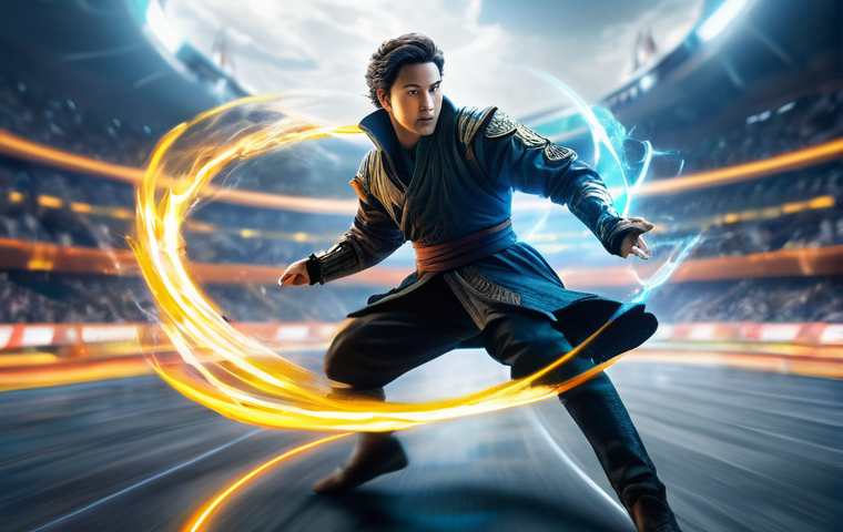 이터널리턴 프로모션 이벤트 - **Prompt for Henry, the Time-Bending Genius:** "A dynamic, action-packed full-body shot of Henry...