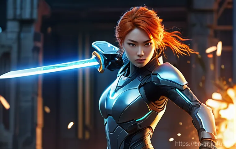 이터널리턴 주요 패치 기록 - **Subject:** A female character from Eternal Return, dressed in a sleek, futuristic combat suit that...