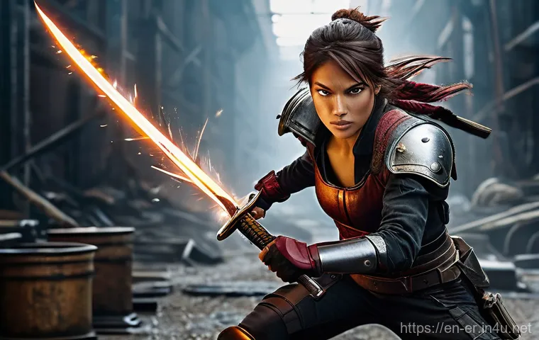 이터널리턴 유저 인기 클래스 - **Prompt: Nadine, The Agile Marksman's Pursuit** A dynamic, action-packed full-body shot of Nadi...