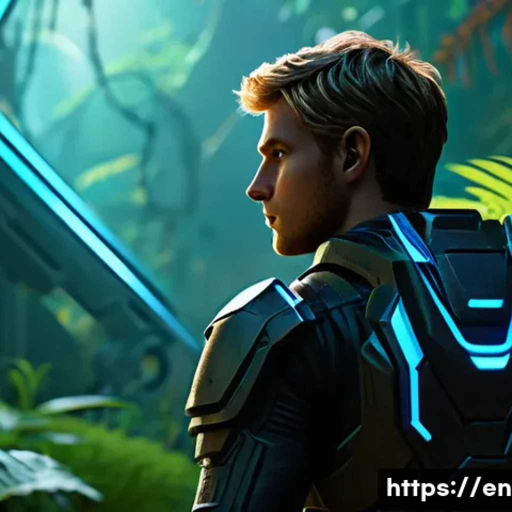 이터널리턴 캐릭터 기술 심화 분석 - A focused Eternal Return male character, Luke, with his distinctive gauntlets, stands in a dynamical...