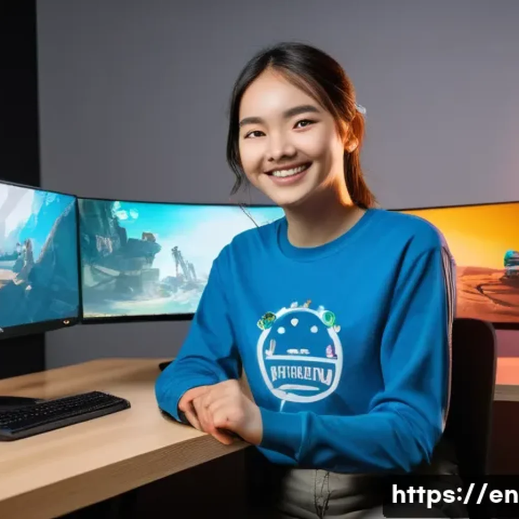 이터널리턴 스트리머 지원 프로그램 - **Prompt:** A vibrant and dynamic portrait of a young, diverse female streamer in her early twenties...