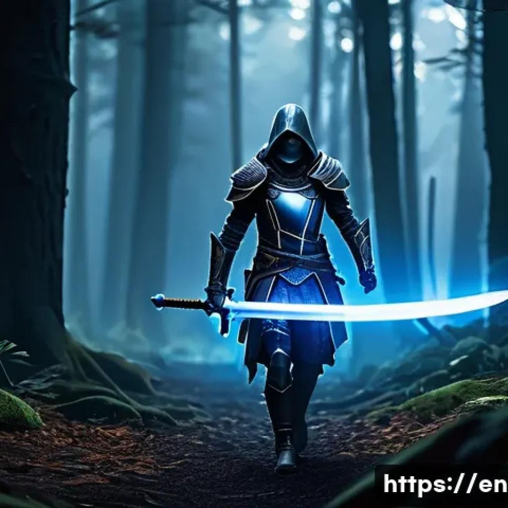 이터널리턴 최적화된 장비 조합 - A dynamic scene featuring a swift assassin character wielding a sleek, high-crit damage sword with g...