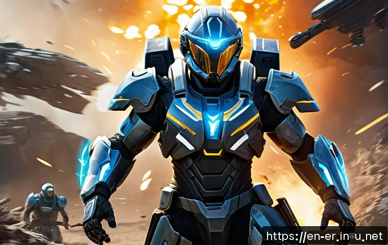 이터널리턴 최고의 생존 클래스 - A dynamic scene of an aggressive damage dealer character in a futuristic battleground, wearing sleek...