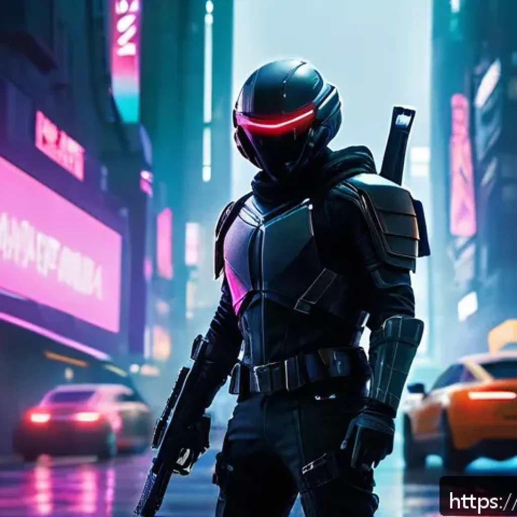 이터널리턴 신규 패치 노트 분석 - A dynamic scene featuring a stealthy assassin hero clad in sleek, dark tactical armor with subtle gl...