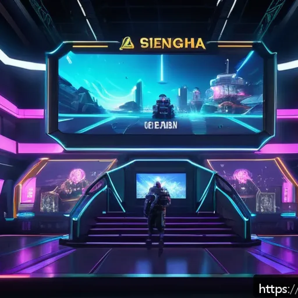 이터널리턴 무료 이벤트 참여법 - A dynamic and vibrant game lobby scene from a futuristic battle arena game, showcasing colorful bann...