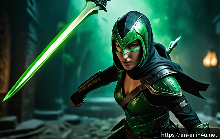 이터널리턴 신규 아이템 데이터 - A dynamic fantasy battle scene featuring a sleek assassin character wielding Viper&rsquo;s Fang&mdash;a glowing ...