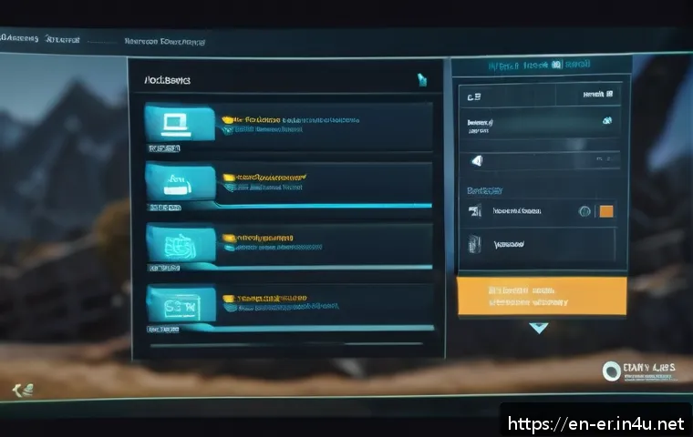 이터널리턴 유저 편의성 개선안 - A futuristic video game inventory screen showcasing a sleek, user-friendly interface with grouped it...
